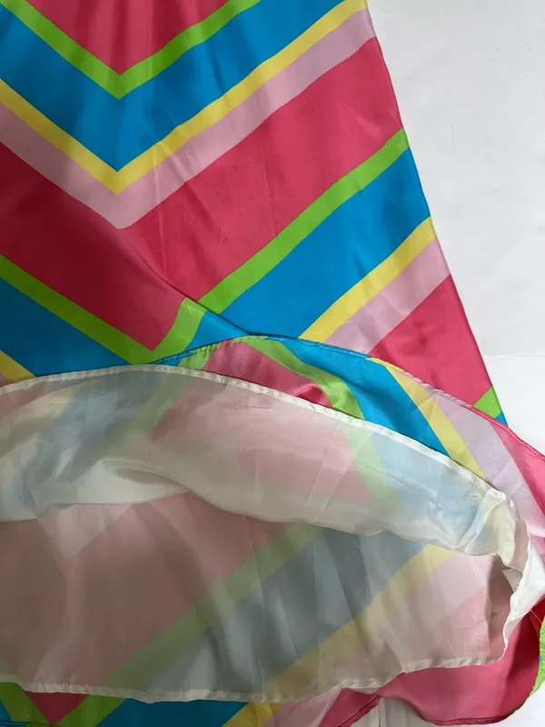 Lilly Pulitzer Melissa Silk Maxi Dress Chevron Resort Cruise Halter Palm Beach 4 - Image 10