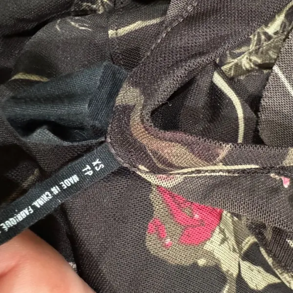 Out From Under Urban Outfitters Black Floral Mesh Top Women’s XS - Image 2