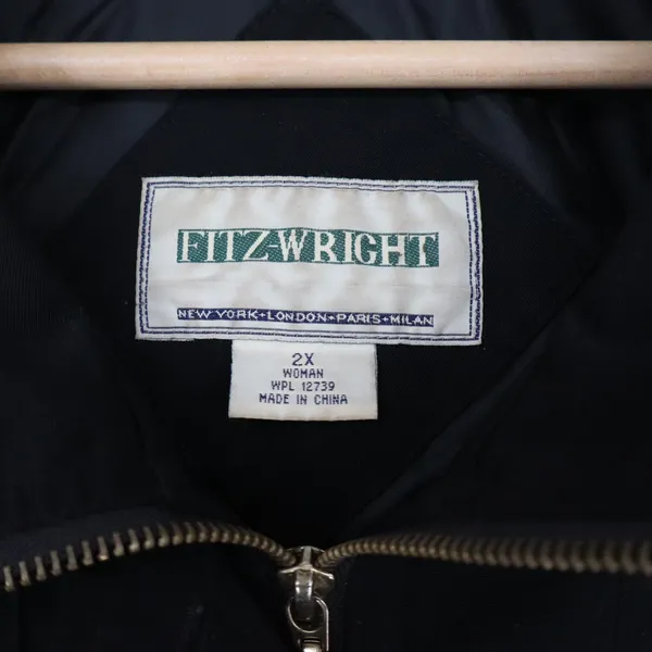 Fitzwright Jacket Women 2X Anorak Hooded Black Drawstring Waist Good - Image 2
