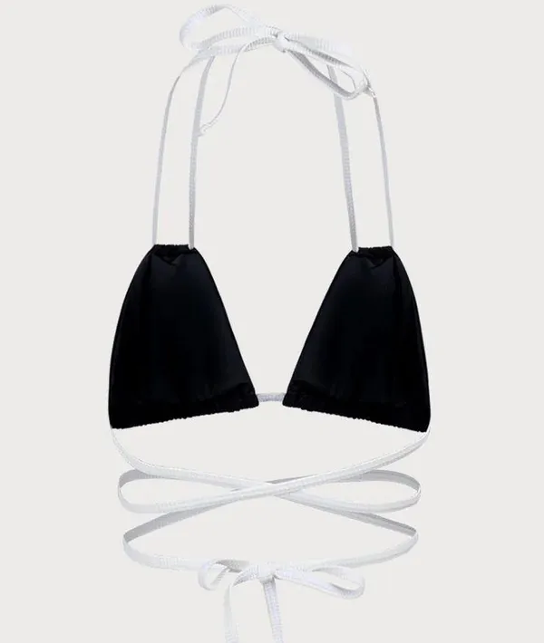 Berlook Contrast Triangle Halter Bikini Top ONLY 06 Black Size M - Image 6