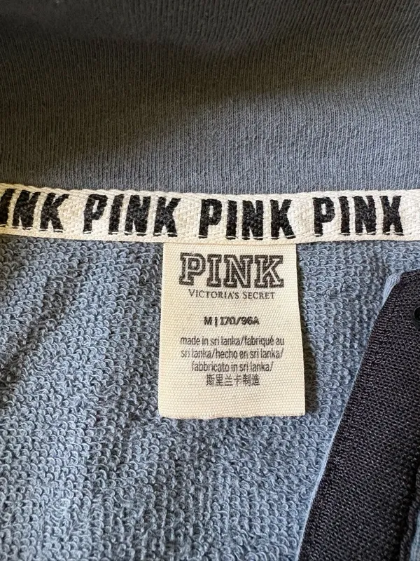 Victoria's Secret Pink Varsity Snap Button Tunic Sweatshirt Blue Womens Size M - Image 7