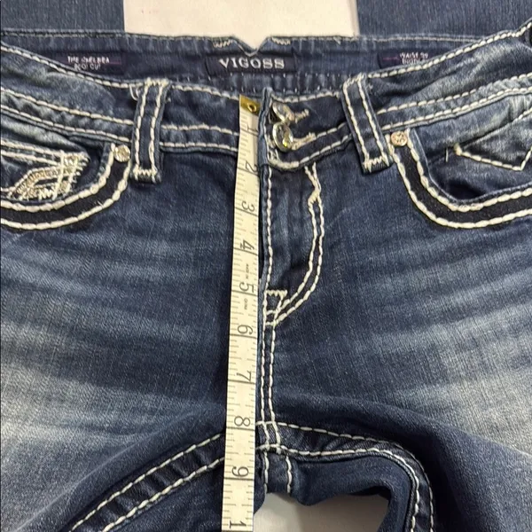 Vigoss Dark Blue Boot Cut Jeans with Embroidered Pockets - Image 6