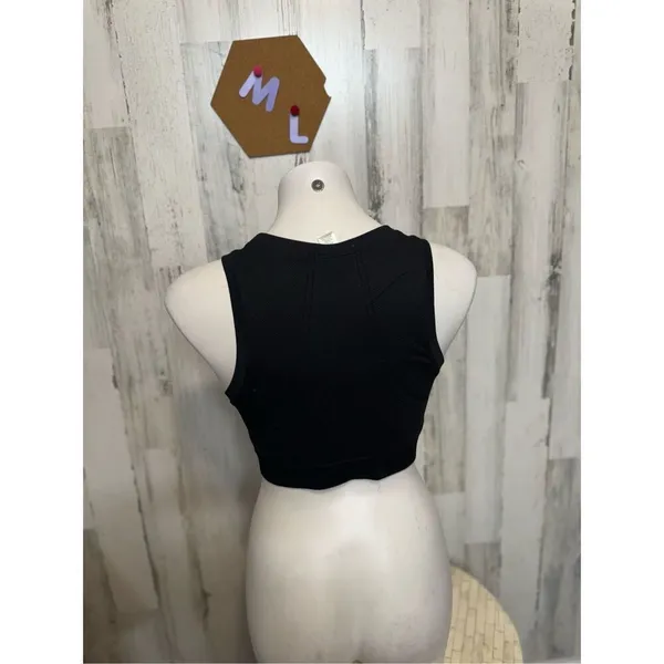 Bozzolo Black Crop Top Womens Medium Ribbed Athletic Tank Sleeveless Stretch - Image 4