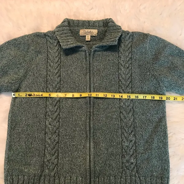 VTG Cabela’s heavy weight zip up knit sweater jacket Women’s size XL Cotton - Image 3