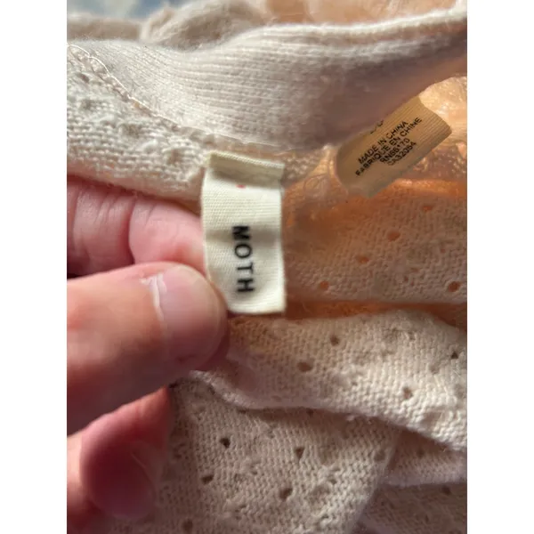Anthropologie Moth cream open front cotton cardigan sweater Large - Image 4