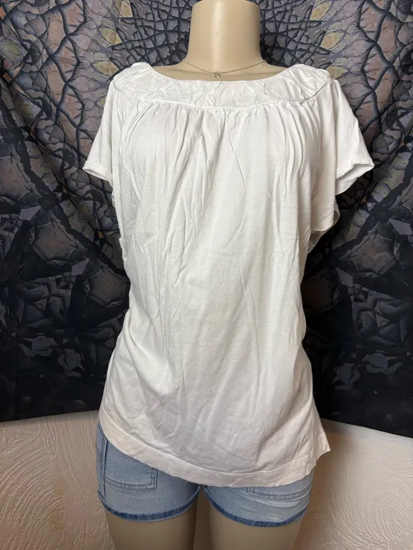 white lightweight plain summer blouse / top Size 28W - Image 6