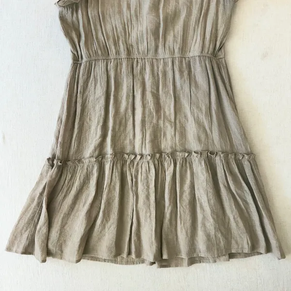 Emma &‎ Michele Shirt Dress Womens Medium Tan Flutter Sleeve Tiered Boho - Image 5