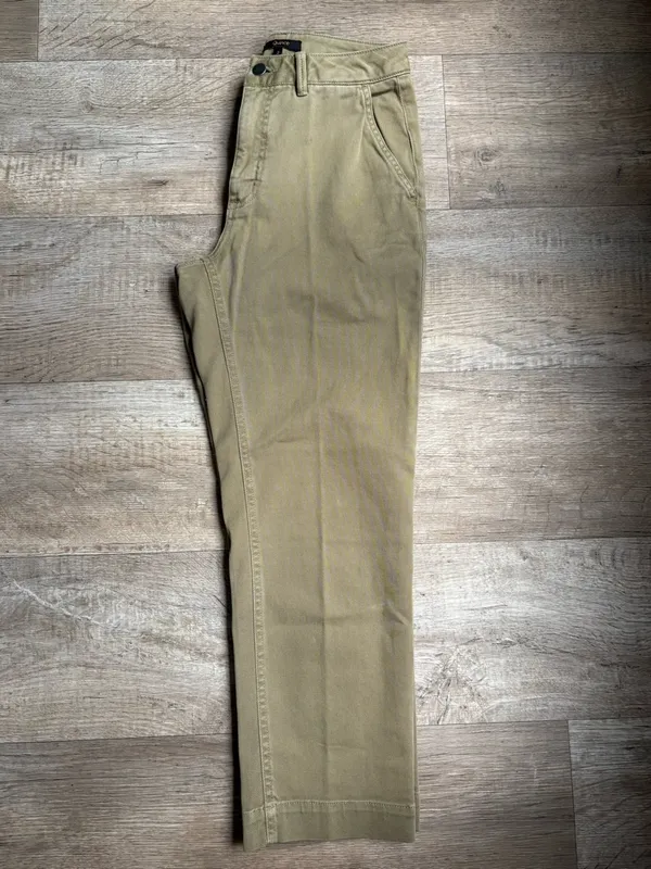 Quince Organic Stretch Cotton Twill Straight Leg Cropped Pants Olive size 2 - Image 4