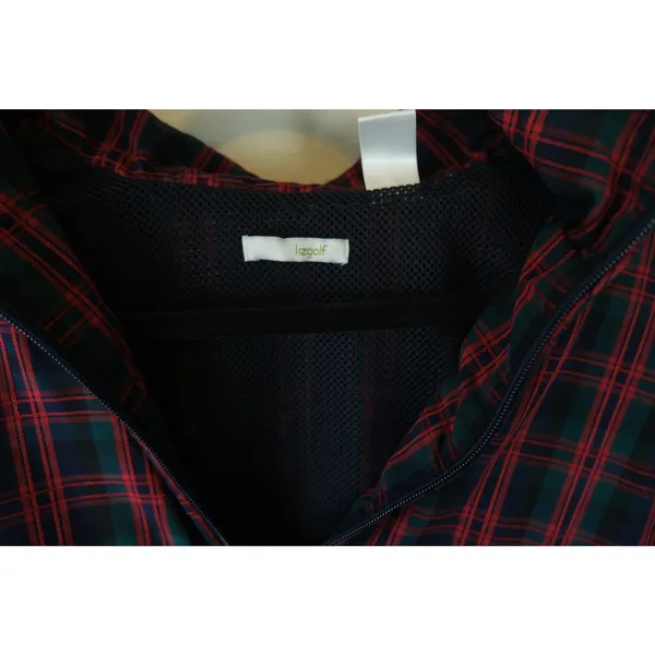 Liz Golf Women's Retro Half Zip Windbreaker Jacket Size Large Plaid Red Green - Image 3