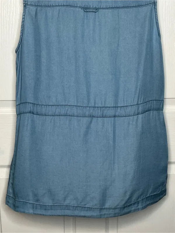 Sanctuary Sleeveless Chambray Utility Vest Light Blue Sz L Lyocell - Image 9