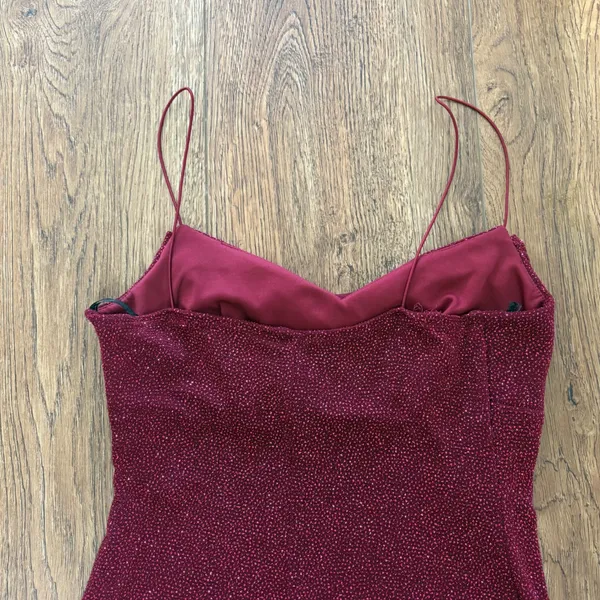 B. Smart Y2k‎ Red Sparkle Glitter Sexy Evening Gown Prom Dress Sz M USA Made Metallic 90s - Image 11