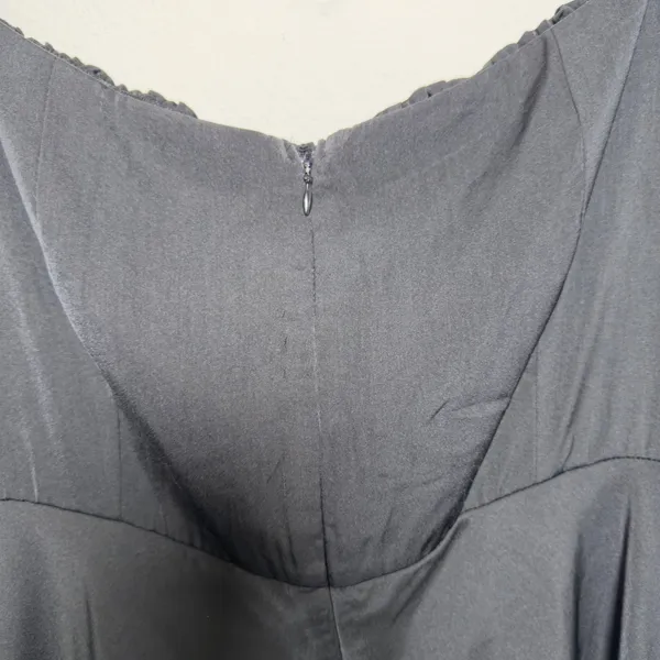 Women‎ Milkmaid Maxi Whimsigoth Dress Large Black Satin Puff Sleeve Ruched Bust - Image 9