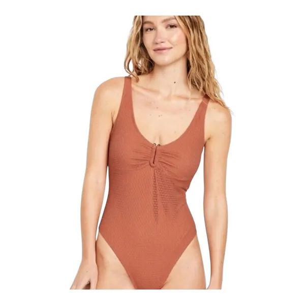 Old Navy One-Piece Swimsuit Women's Size XL Crochet New Amber Glow Salmon Resort - Image 2