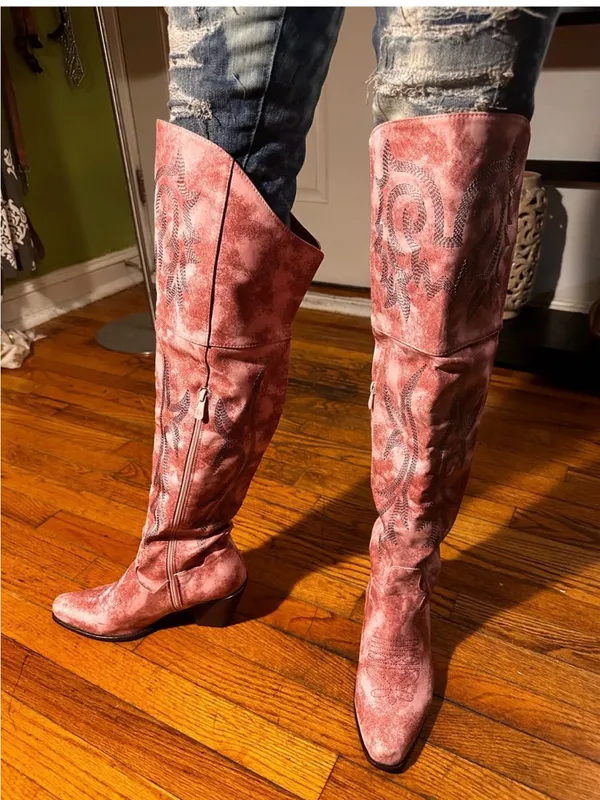 Coastal cowgirl pink knee boots - Image 6