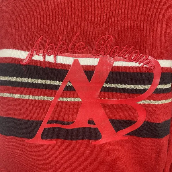 Apple Bottoms Red Sweater One Shoulder Acrylic Wool Blend Large Y2K Logo Stripe - Image 11