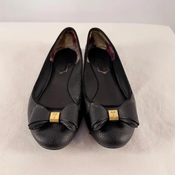 Ted Baker Sually Pebble Leather‎ Bow Ballet Flats in Black Size 6 or 37 - Image 6