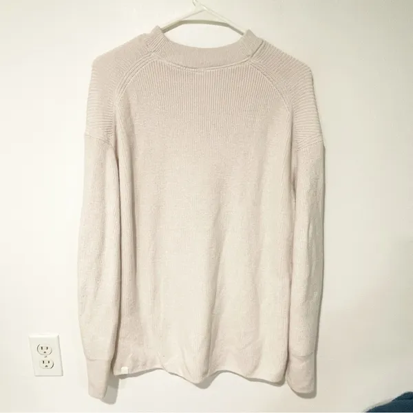 Lululemon Size 8 Cream Merino Wool-Blend Ribbed Crewneck Sweater - Image 5