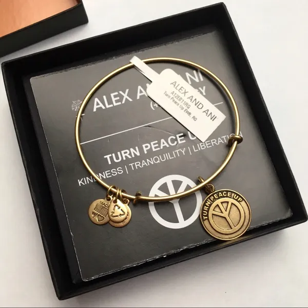 Alex & Ani Turn Peace Up Charm Bangle Bracelet - Image 4