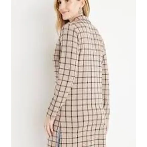 Maurices Plaid Open Front‎ Cardigan Blazer Womens XL Tan Black Excellent Pockets - Image 2