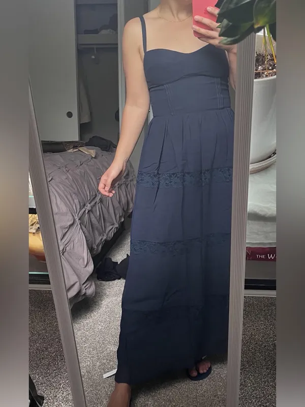 Reformation Dina Dress in Navy 6 - Image 6