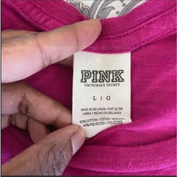Victoria's secret PINK magenta tribal print long sleeve top tee shirt size large - Image 7