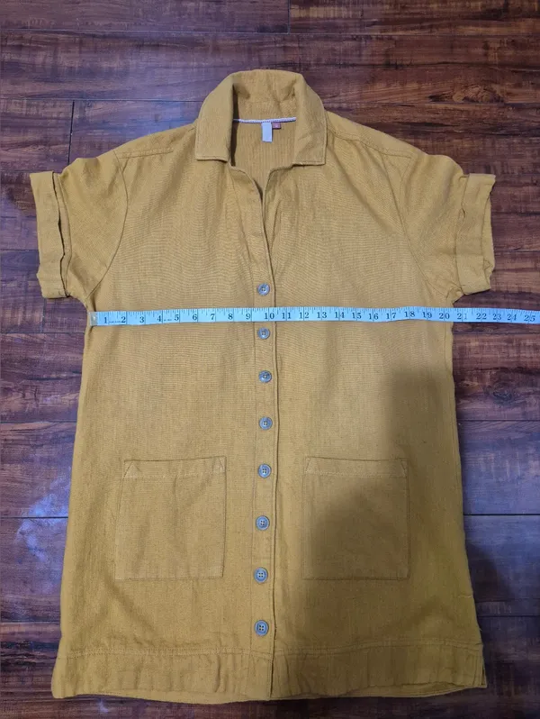 Anthropologie Pilcro Button yellow summer bohemian Shirt Dress size XS - Image 10