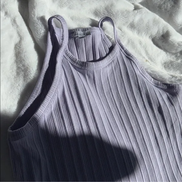 White Birch Lavender Ribbed High Neck Tank Size L - Image 3