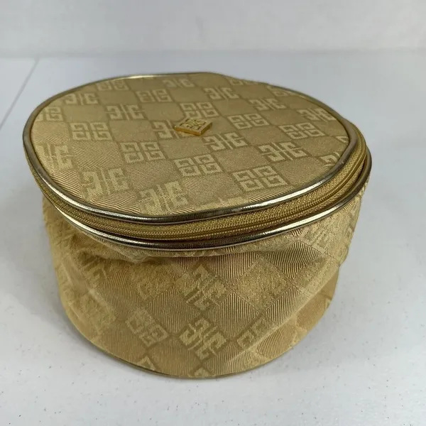 Organza by Givenchy Parfums Gold Train Case Zip‎ Around Bag Toiletry Barrel Bag - Image 2