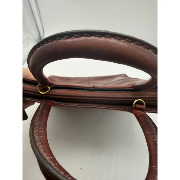 Etienne‎ Aigner Satchel Bag Womens Small Brown Leather Top Handle Logo Purse - Image 7