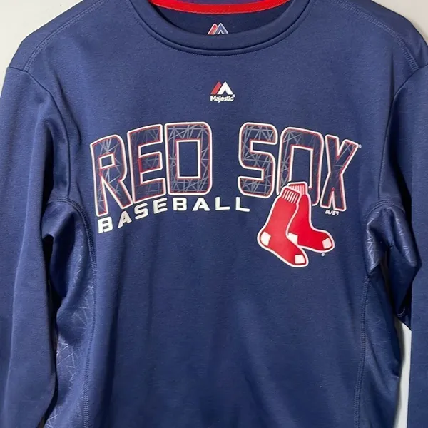Majestic Men's Thermabase Sweatshirt Boston Red Sox Baseball MLB Blue Small‎ - Image 2
