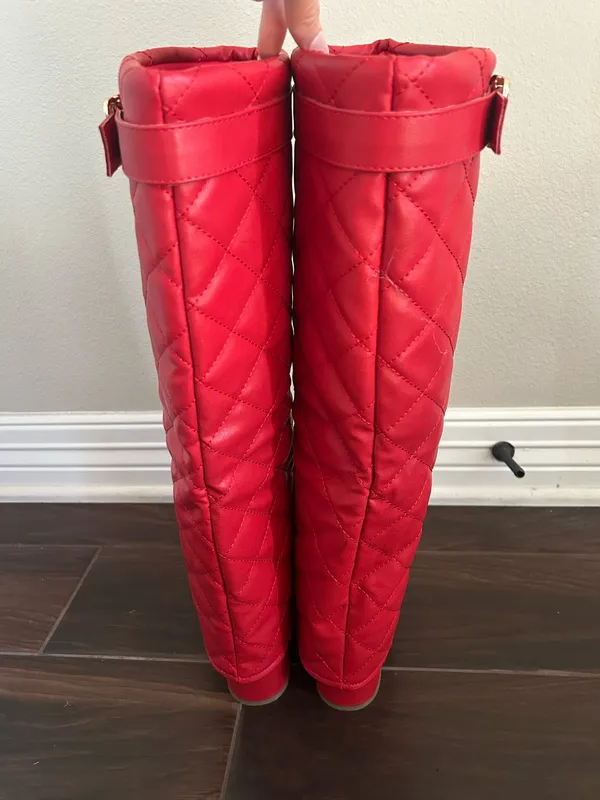 Red Knee High Boots size 6 new - Image 3