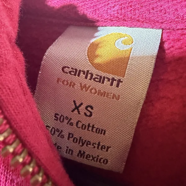 Carhartt Women’s XS Pink Quarter Zip Hoodie Sweatshirt Fleece Workwear Pullover - Image 4