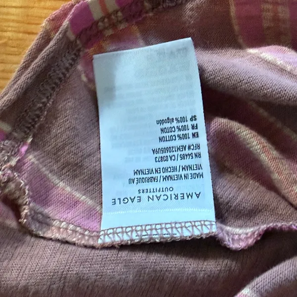 American Eagle Striped Halter Peplum Top Purple Pink Cotton Open Back Boho - Image 2