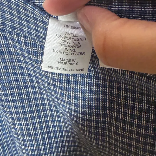 Pendleton Blue Gingham Linen Blend Button Front Maxi Skirt Womens 6‎ High Waist - Image 7