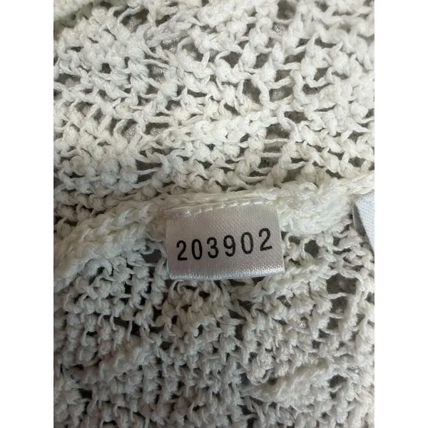 Ann Taylor Cardigan Women XL Cream Open Front Crochet Knit Pointelle - Image 13