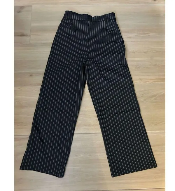 NEW Black Striped Wide Leg Pants Career Straight M 28” inseam - Image 3