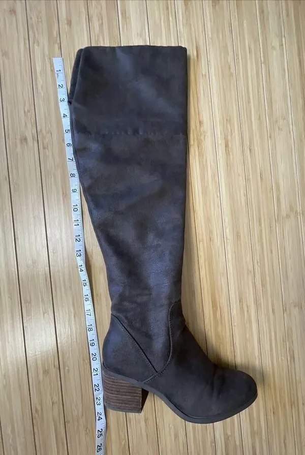 Report Fisher Women’s Boots Size 7.5 Riding Boot Over the Knee Brown Half Zip - Image 16