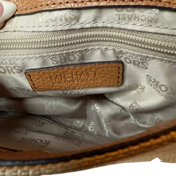 Michael Kors Crossbody Neutral Woven Leather‎ Small Shoulder Bag Chain Strap - Image 7