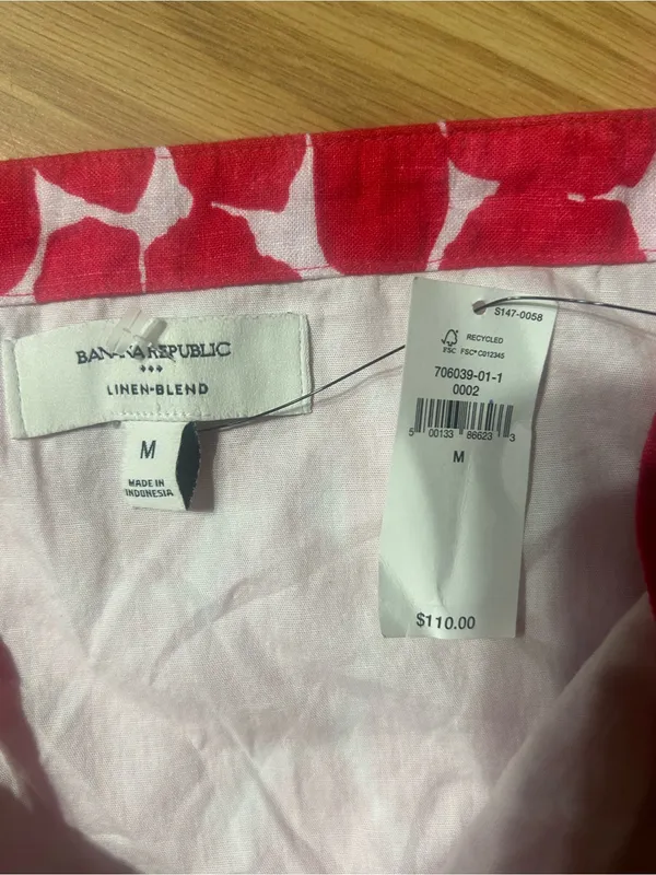 NWT ladies Med Banana Republic spaghetti strap dress pink Patterned print - Image 3