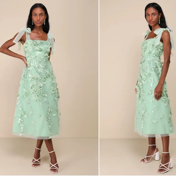 LULU's Floral Sexy Flowy Special Event Prom Wedding Chic Elegant Midi Dress - Image 5