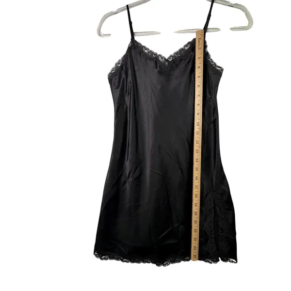 Victoria's Secret Black Satin Robe & Lace Slip Dress Lingerie Set OS XS‎ Black - Image 12