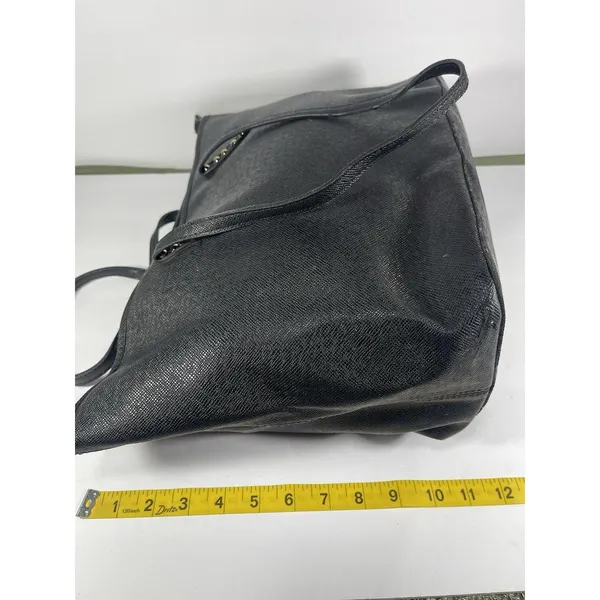 ALDO Black Large Textured Tote Bag Zip Closure Gold Studded Inner Pockets - Image 7