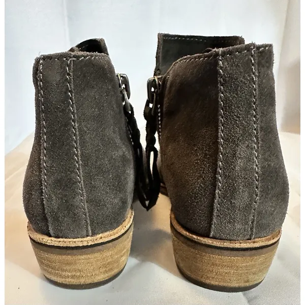 Dolce Vita Sutton Gray Suede Leather Ankle Boots Double Zip Stacked Heel 8.5 - Image 6