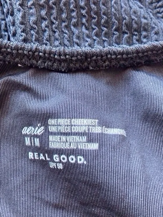 Aerie Ribbed Halter One Piece Swimsuit Cheekiest Black Size M NWT - Image 8