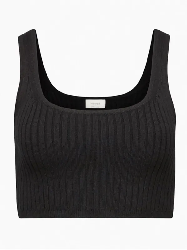 Wilfred Merino Wool Black Crop Tank Top - Image 2