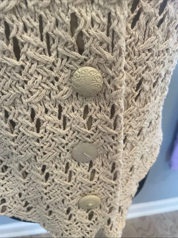 Beige crocheted ladies vest with a boho festival vibe - Image 3