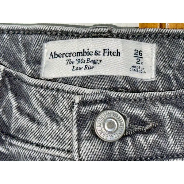NWT Abercrombie & Fitch Curve Love The ‘90s Baggy Low Rise Gray Jeans Size 26 2 - Image 5