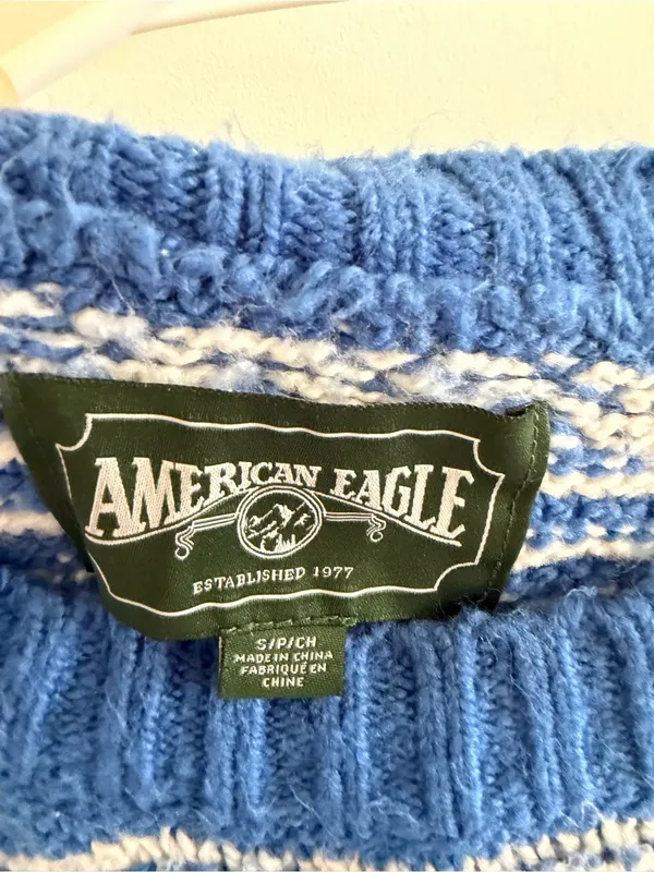 American Eagle fair isle knit crew neck sweater fall cozy loungewear holidays - Image 4