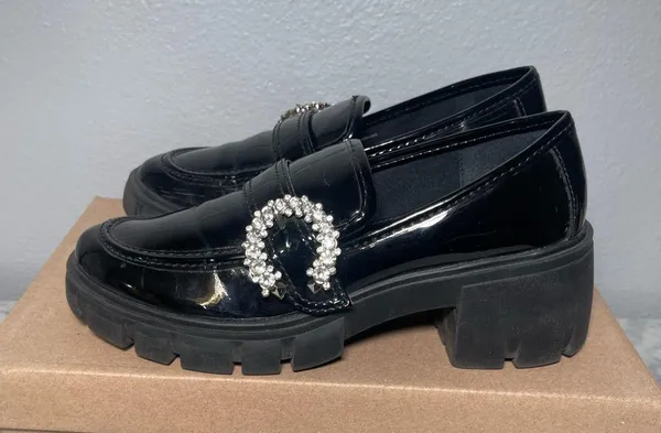 Steve Madden Black Patent Embellished Loafers - Image 4