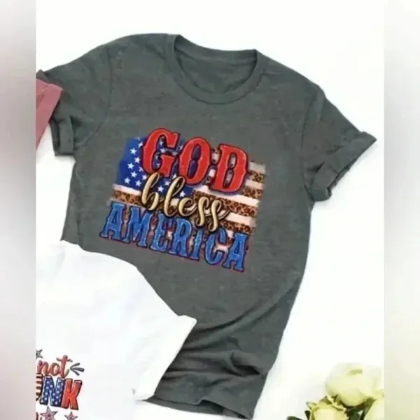 Handmade God Bless‎ America women’s tshirt - Image 2